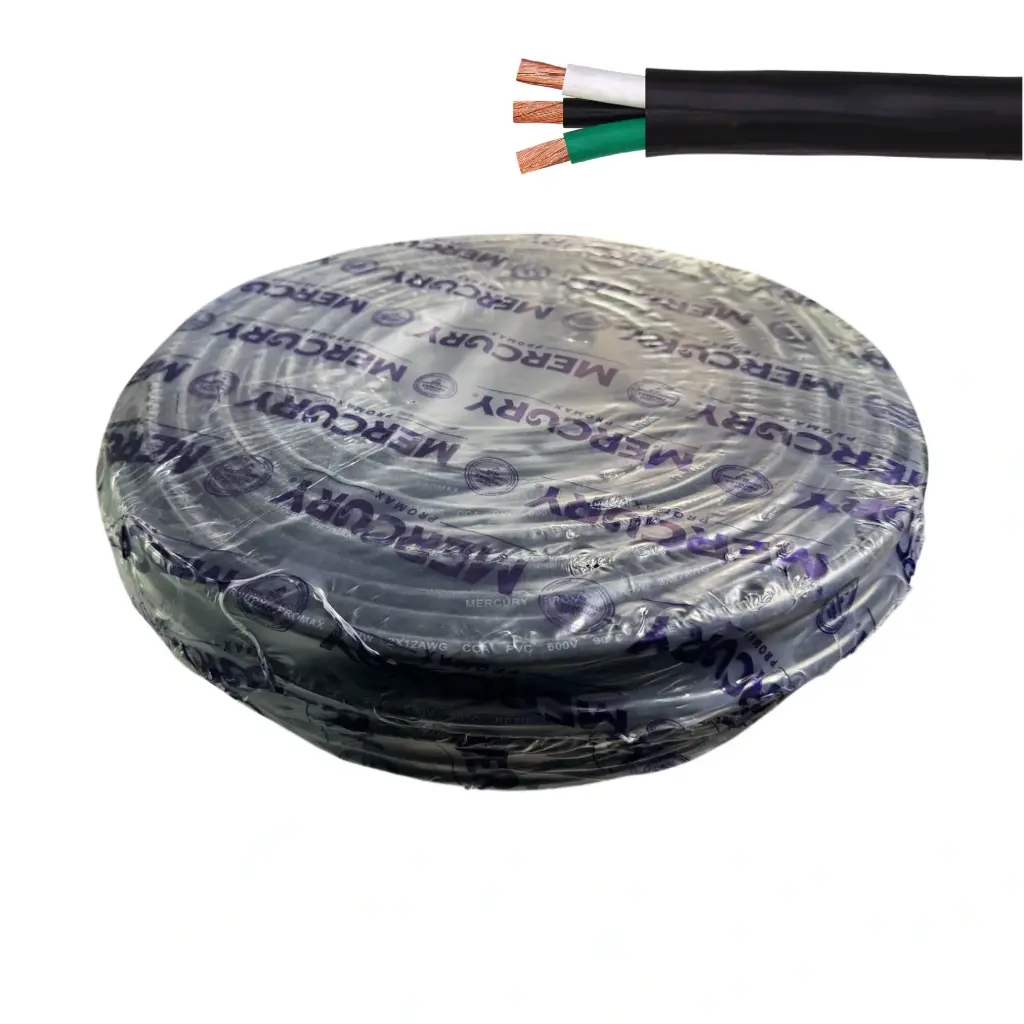 [3276] CABLE ENCAUCHETADO NEGRO MERCURY THHW 3X12AWG BIMETALICO X METRO (ECE12)