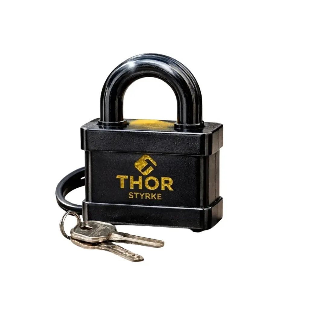 [1332] CANDADO INTEMPERIE RECUBIERTA PVC NEGRO 40MM THOR(THCAN200)