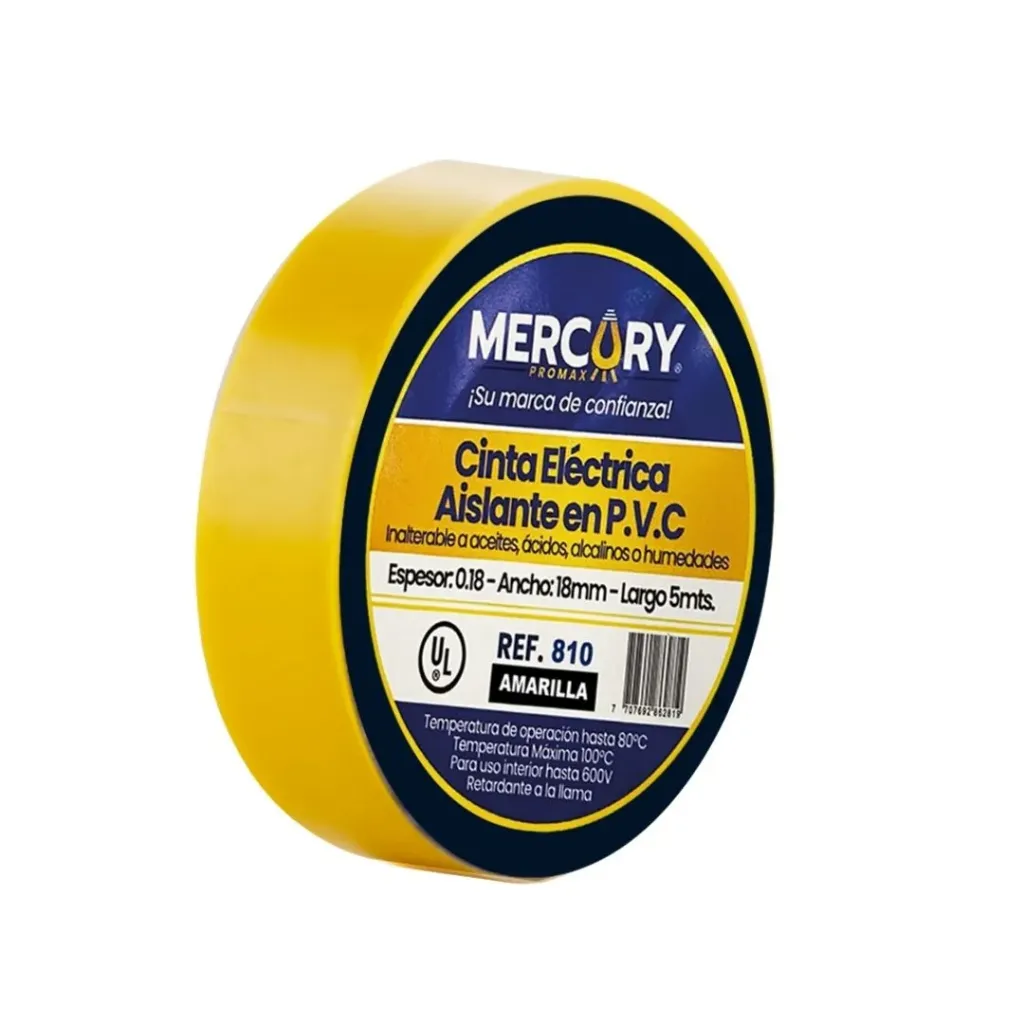 [240] CINTA AISLANTE 5M AMARILLA CERTIFICADA MERCURY (ECA17)