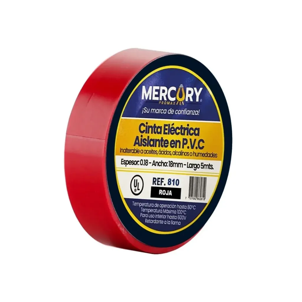 [244] CINTA AISLANTE 5M ROJA CERTIFICADA MERCURY (ECA21)