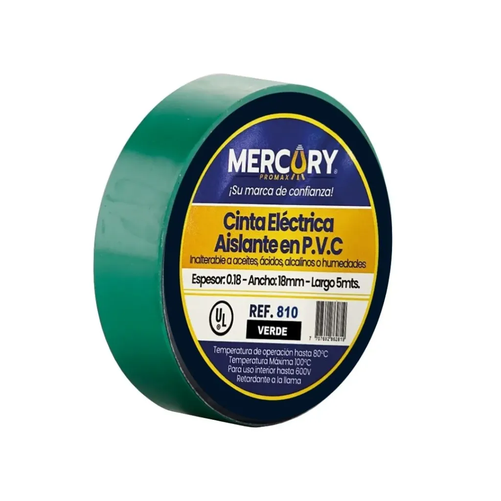 [245] CINTA AISLANTE 5M VERDE CERTIFICADA MERCURY (ECA22)