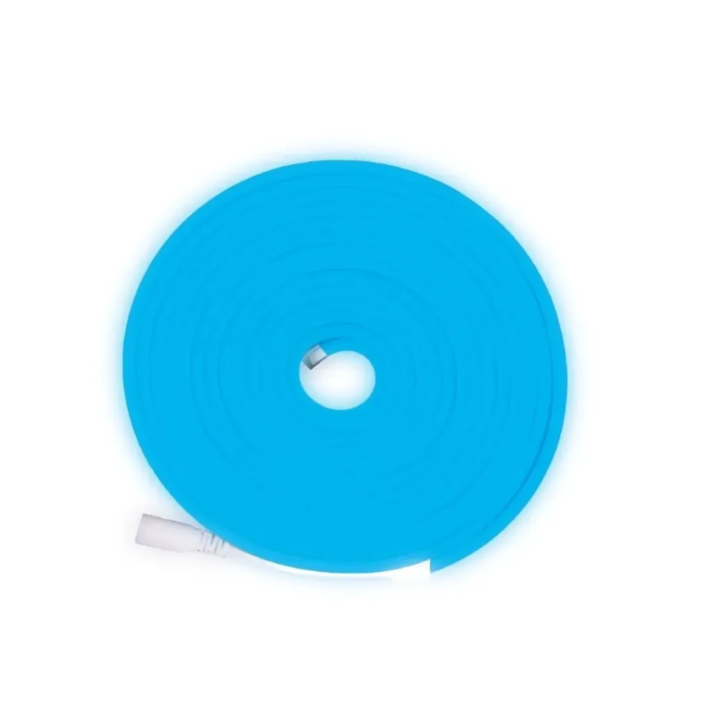 [2390] CINTA LED NEON FLEX 12V ROLLO X 5M AZUL AGUAMARINA (ICL107)
