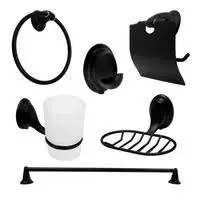 CONJUNTO ACCESORIOS BAÑO 6 PIEZAS NEGRO TOTAL (9111N)
