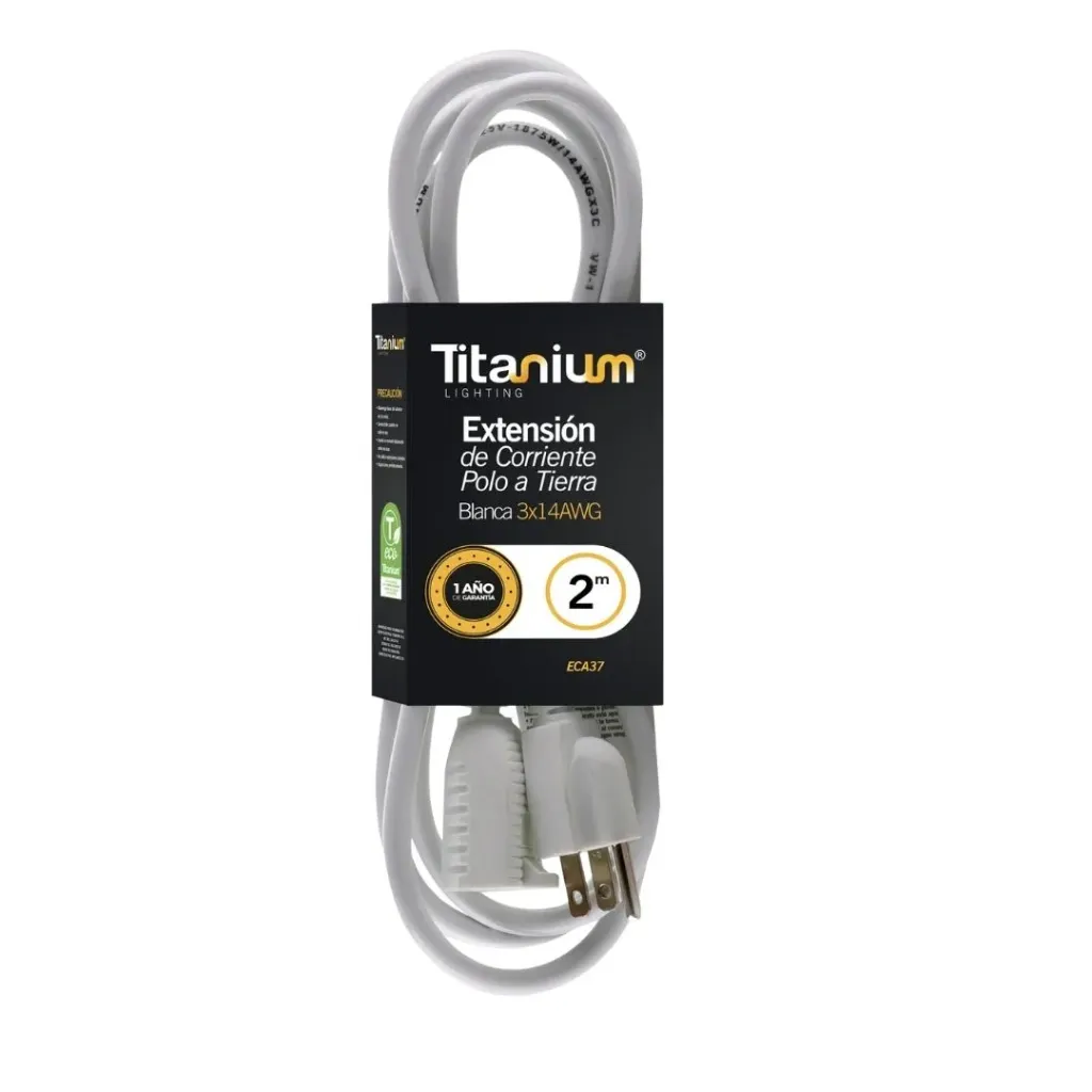 EXTENSION DE CORRIENTE POLO A TIERRA 10MTS CABLE BLANCO TITANIUM (ECA101)