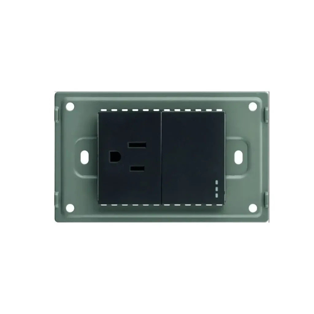 INTERRUPTOR + TOMA MERCURY BLACK MIRROR SIN PLACA (E-ETI56)