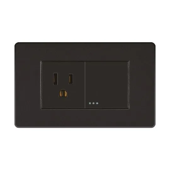 INTERRUPTOR +TOMA NEGRO MERCURY LINEA PLUS (ETI192)