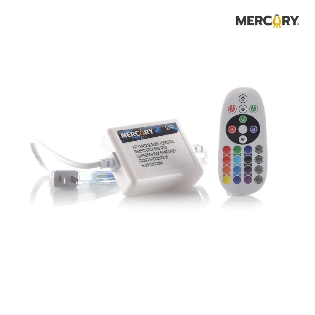 KIT 50M CONTROLADOR+CONTROL REMOTO CINTA RGB 120V (CAP 50MTRS) (ICL18)