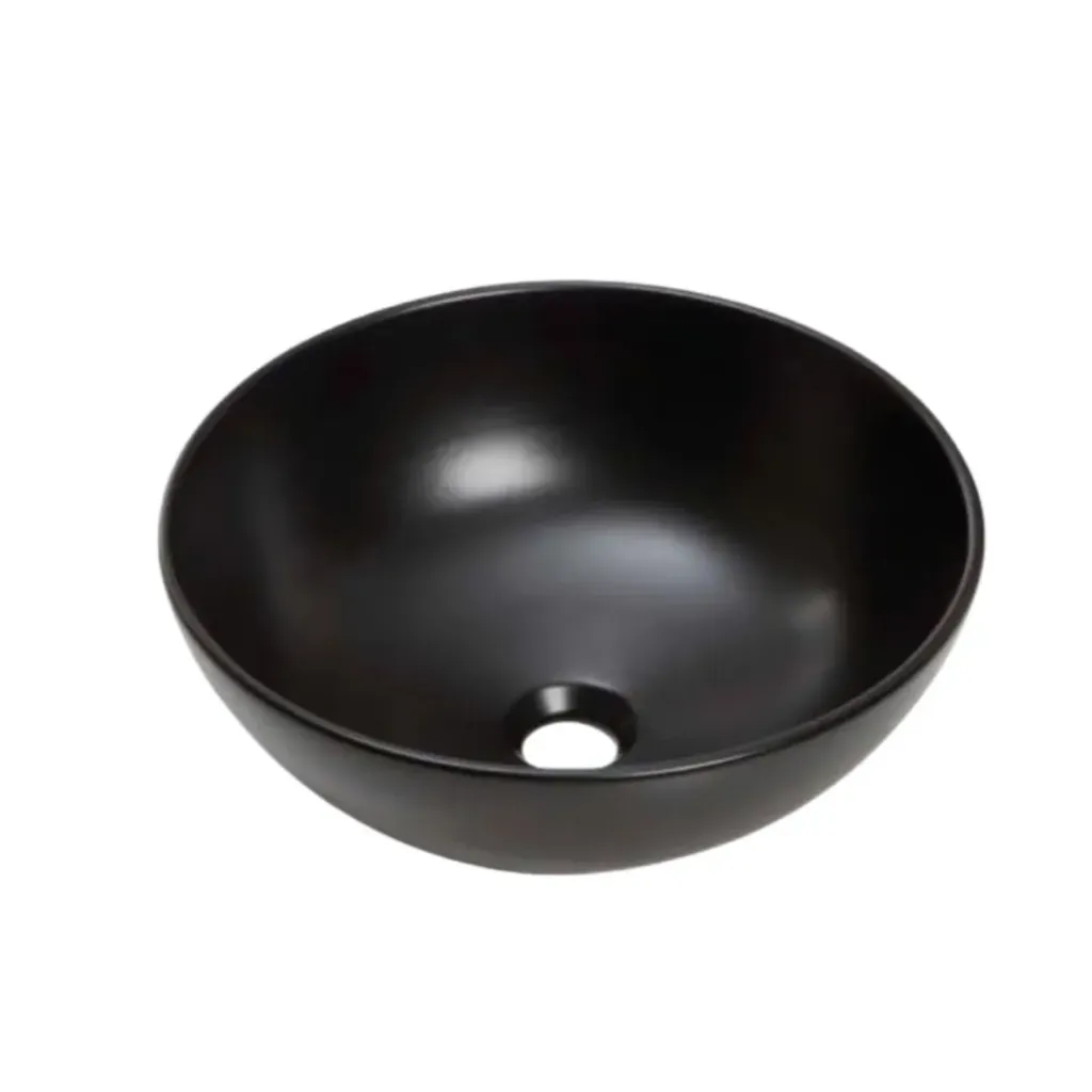 [3000] LAVAMANOS DE SOBREPONER REDONDO DE 32CM EN CERAMICA NEGRA (15150103)