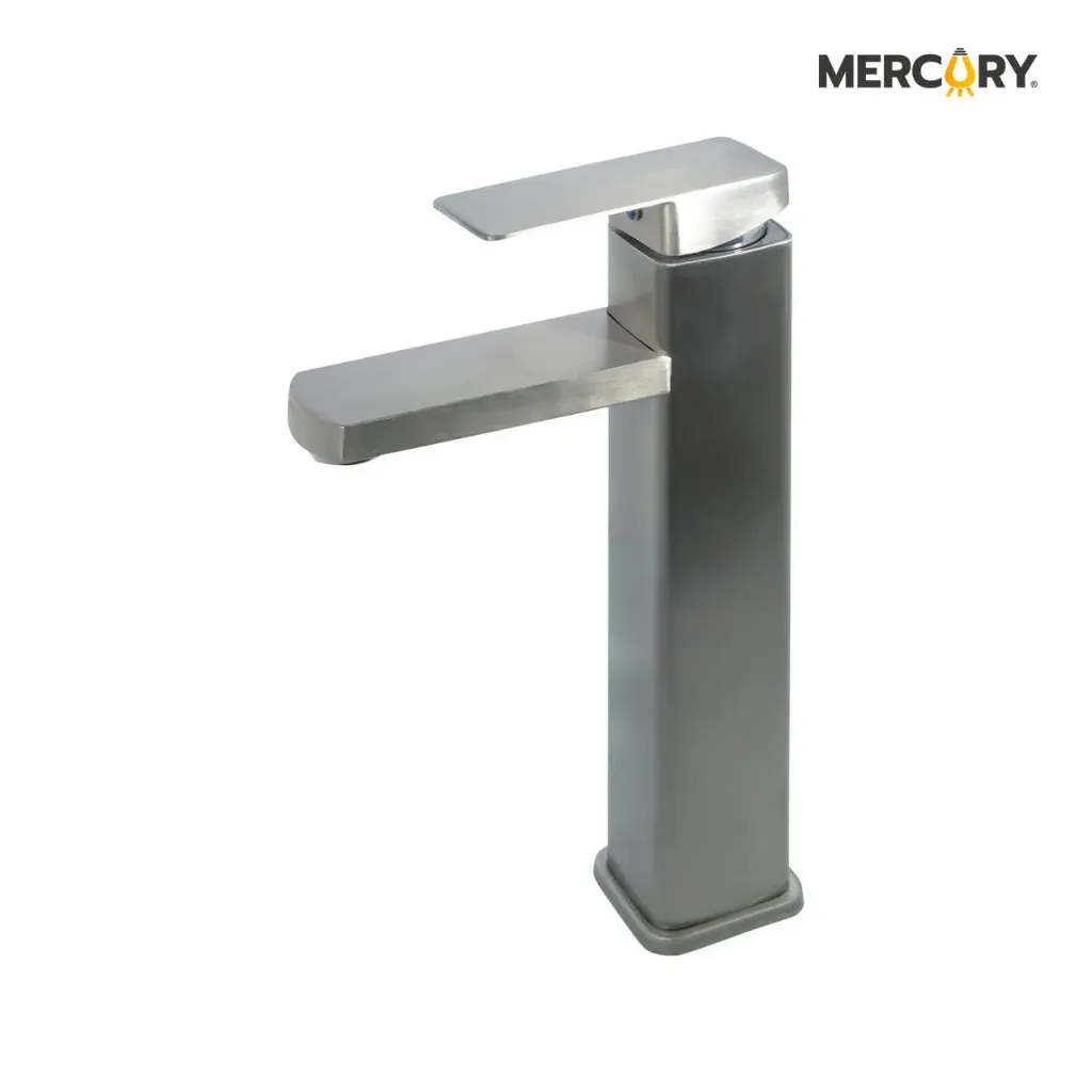 LLAVE LAVAMANOS MONOCONTROL CROMADO ACERO INOXIDABLE CUELLO ALTO MERCURY (FGR45)