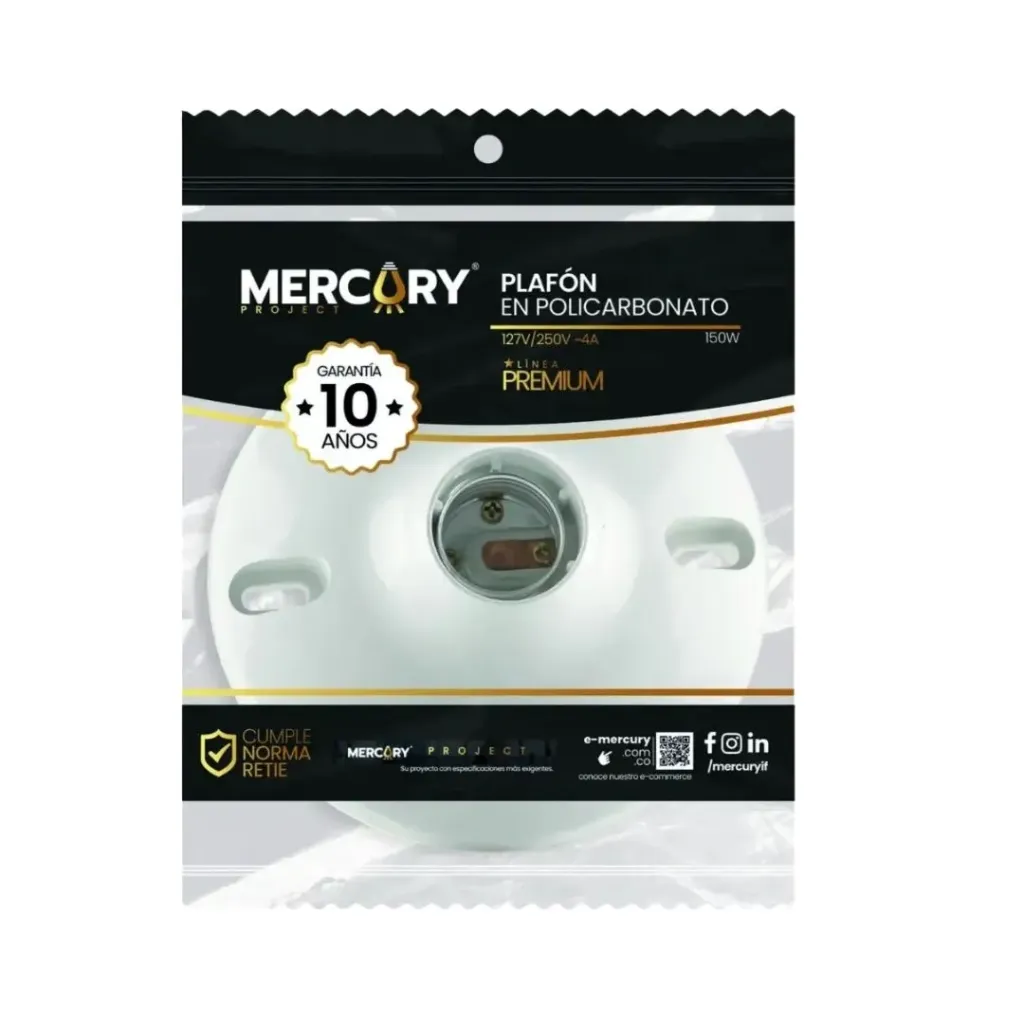 [660] PLAFON POLICARBONATO PREMIUM CON TORNILLOS MERCURY (ECA73)