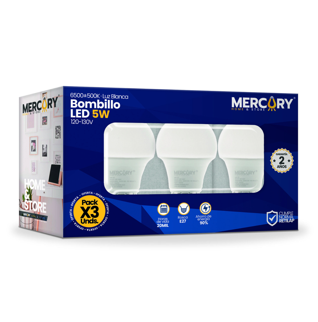 [1561] PROMO KIT X3 BOMBILLOS LED 12W MERCURY (IBL88)