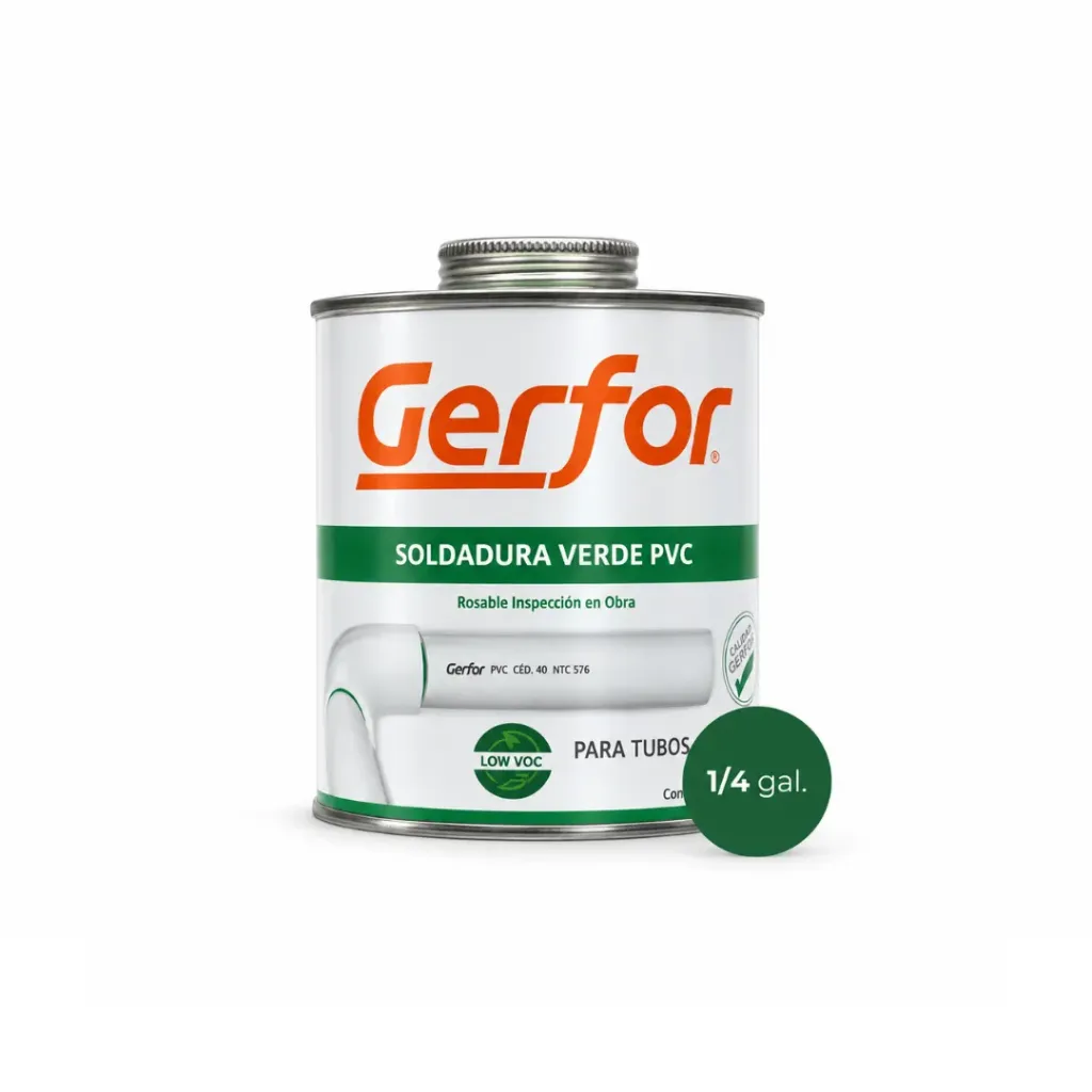 [2406] SOLDADURA 1/4 CON APLICADOR PVC VERDE LOW LOC GERFOR (101047)