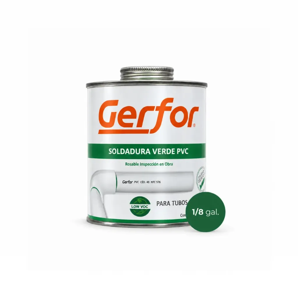 [2405] SOLDADURA 1/8 CON APLICADOR PVC VERDE LOW LOC GERFOR (101048)