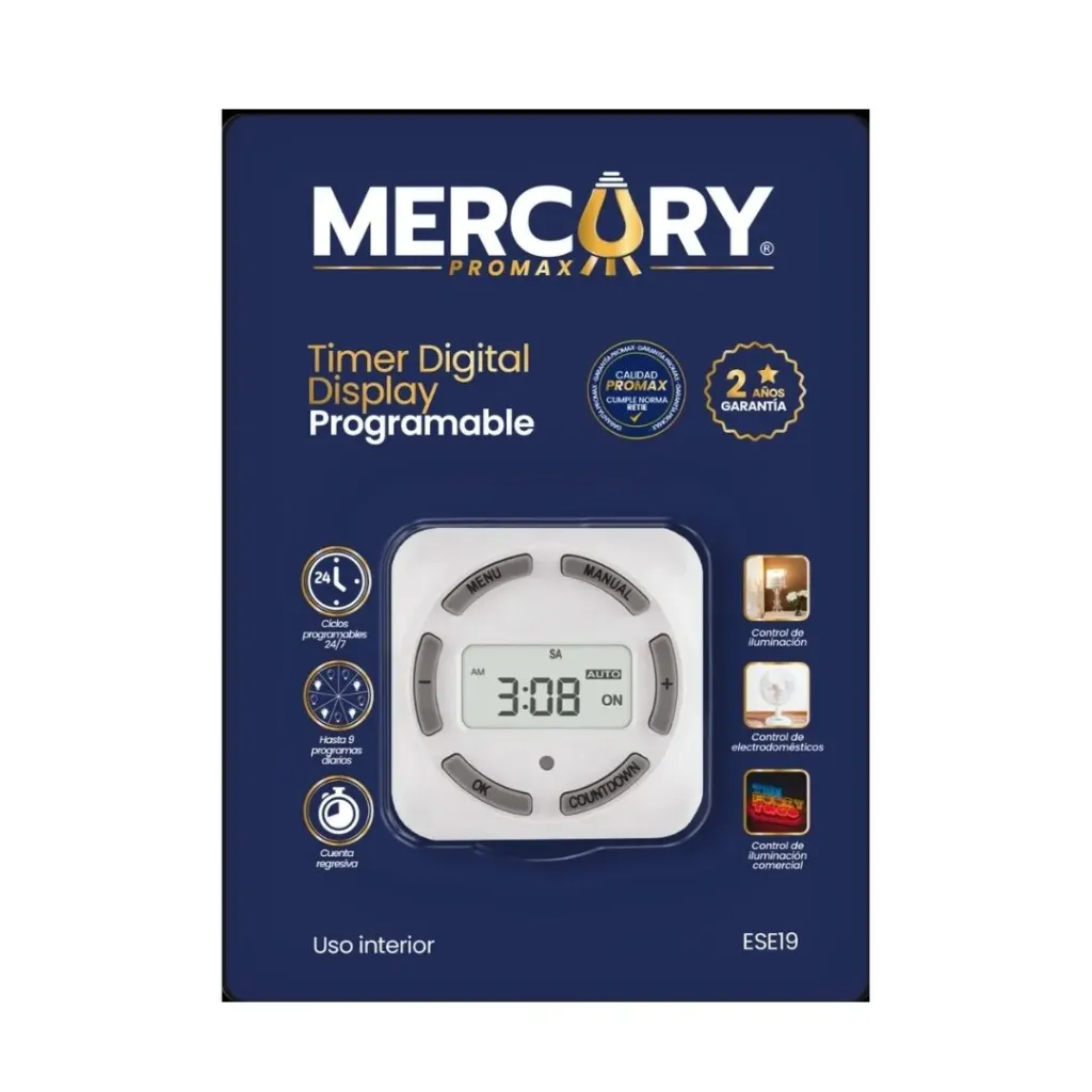 TIMER DIGITAL DISPLAY/PROGRAMABLE MERCURY (ESE19)