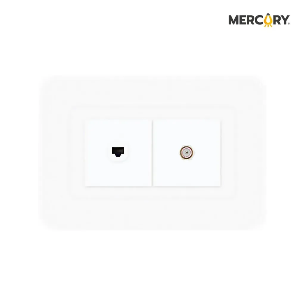 TOMA COAXIAL+ TELEFONO MERCURY BLANCO ECONOMICO (ETI29)