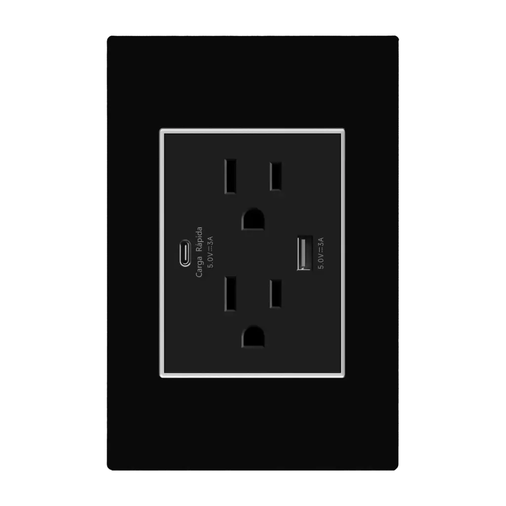 [2920] TOMA DOBLE POLO A TIERRA + USB X 2 MERCURY BLACK MIRROR (ETI75)