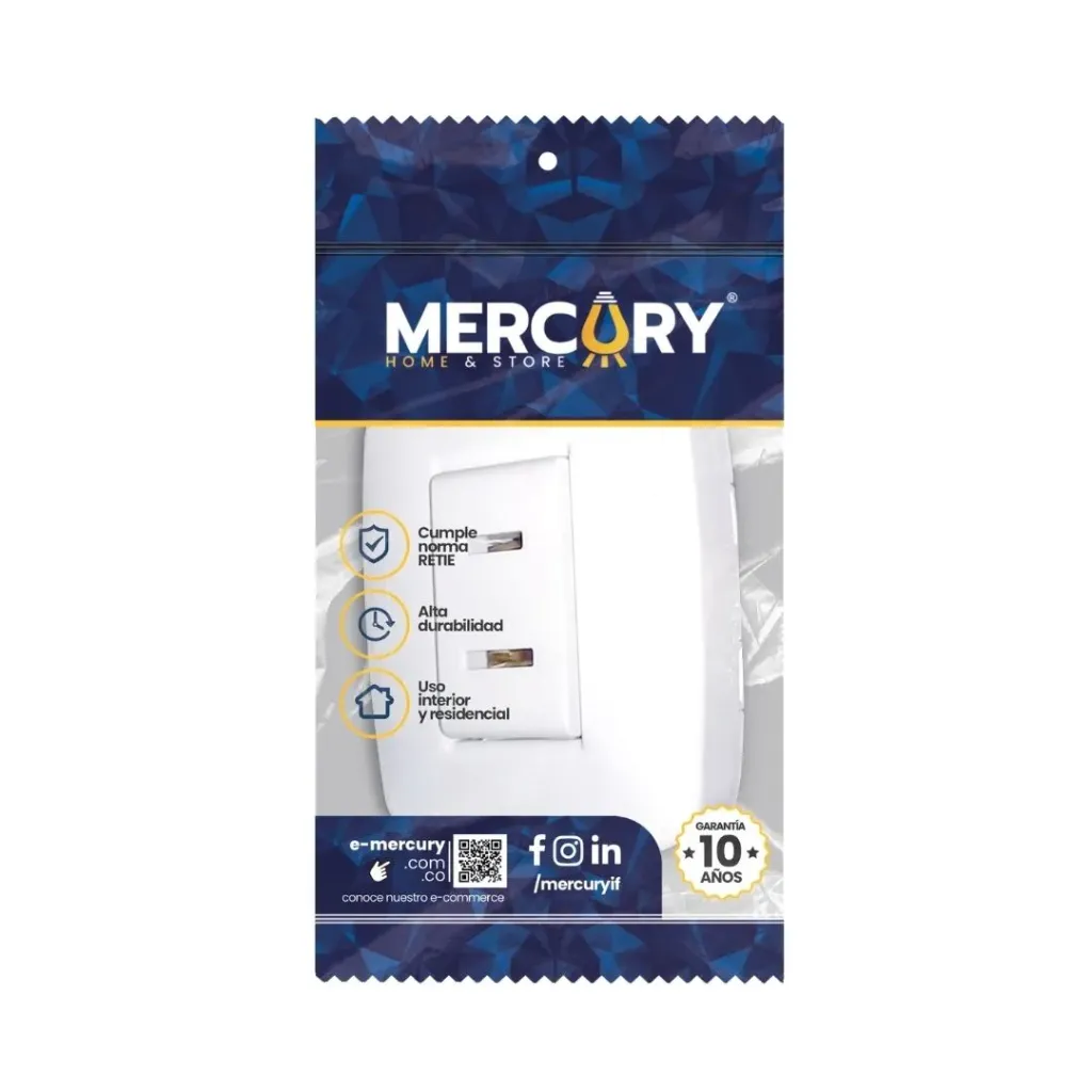 TOMA SENCILLA SOBREPONER BASIC BLANCO MERCURY (ETI84)