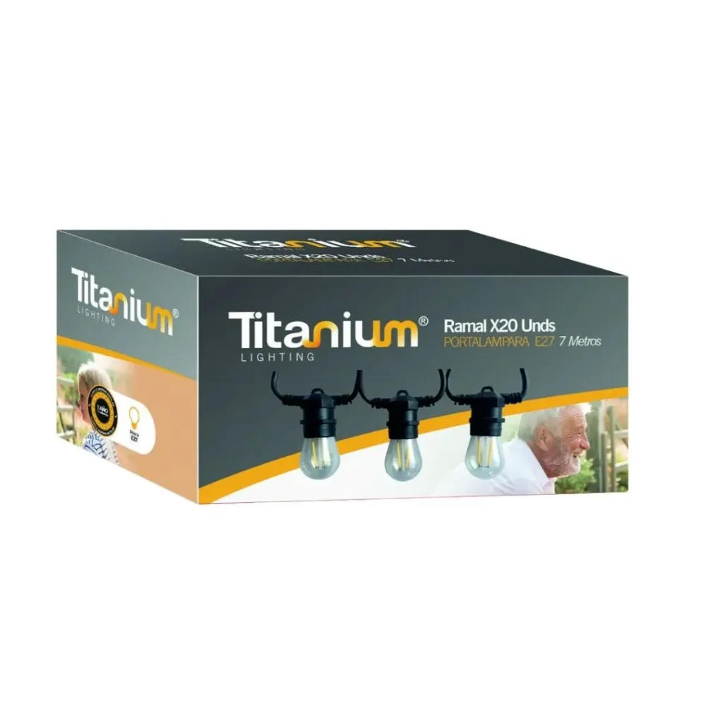 [3623] RAMAL TITANIUM SET*20PCS/ PORTALAMPARA E27 IP20 10M/1E27-35CM (TTA289)