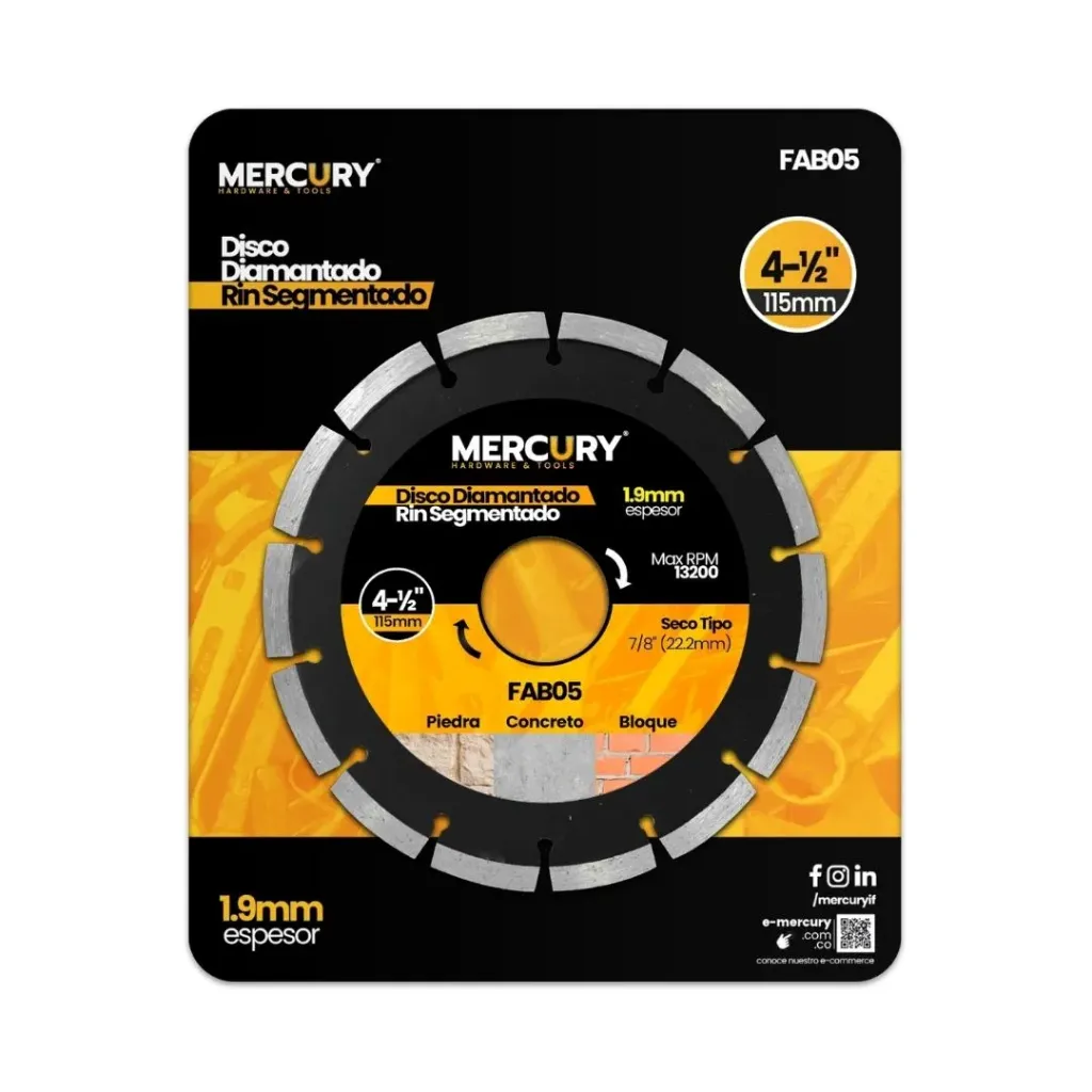 [3808] DISCO DIAMANTADO MERCURY SEGMENTADO 4 1/2" 7MM(FAB05)