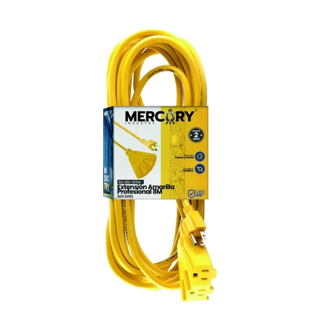 [3821] EXTENSION RETIE 8M 3X14AWG PROFESIONAL AMARILLA MERCURY(ECA102)