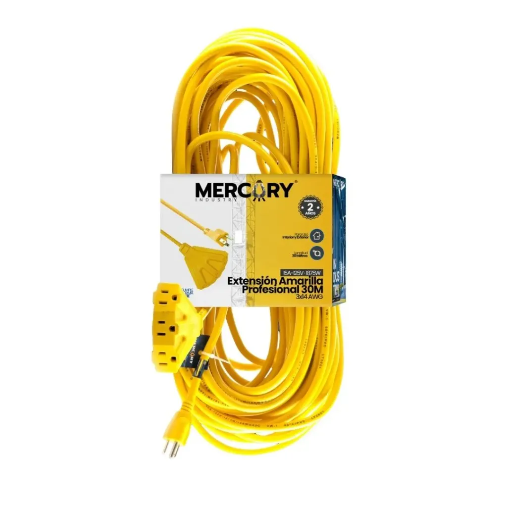 [3822] EXTENSION RETIE 30M 3X14AWG PROFESIONAL AMARILLA MERCURY(ECA104)