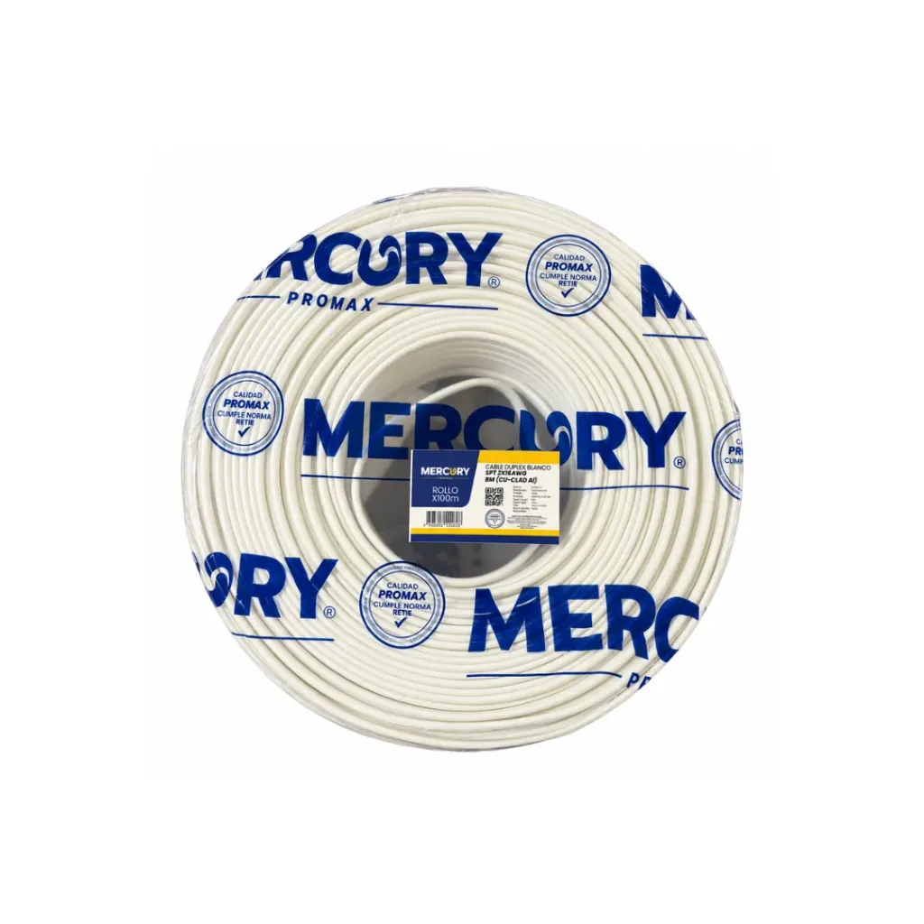 [3847] CABLE DUPLEX MERCURY SOUND WHITE 2X14 70°C 300V ROLLO X 100M(ECE41)