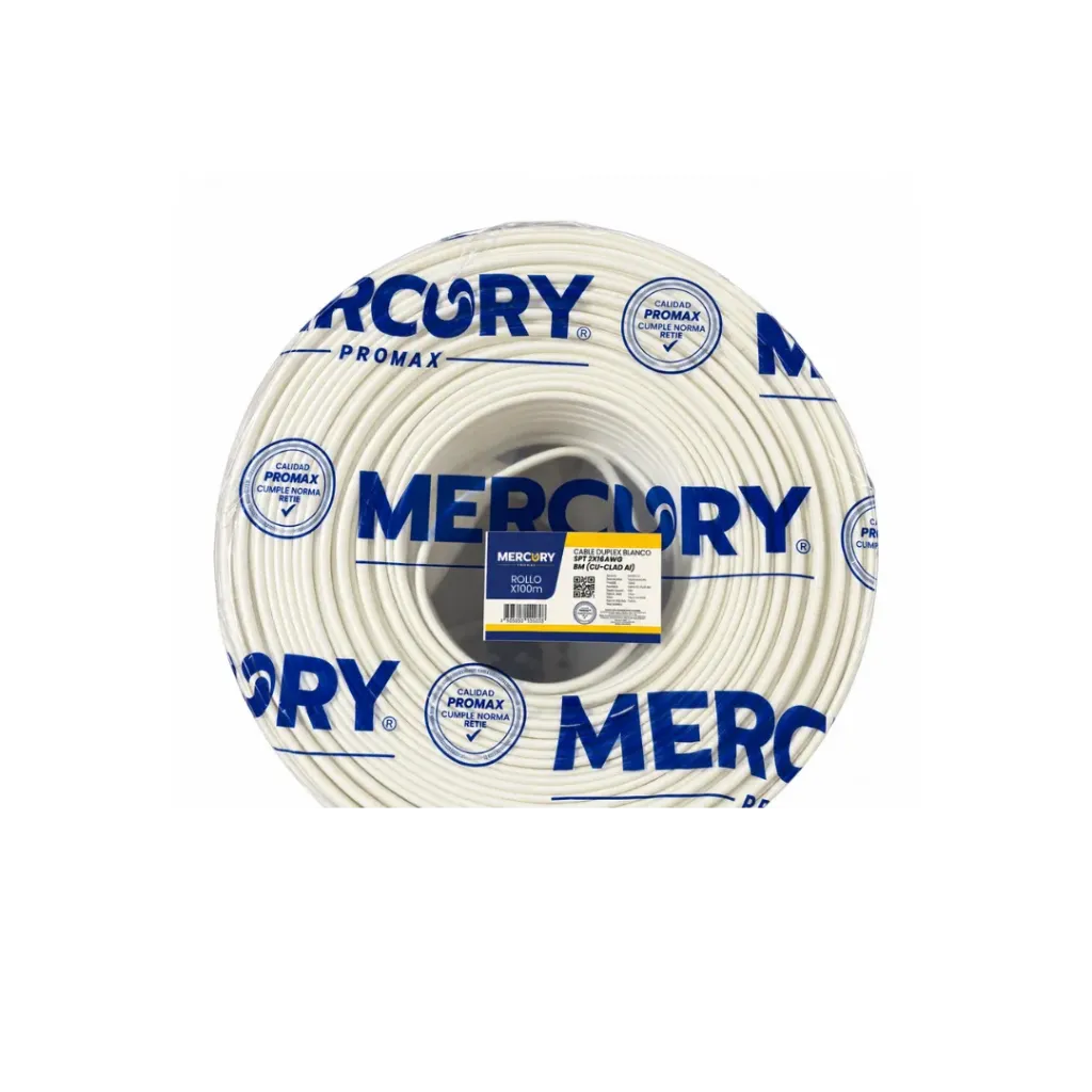 CABLE DUPLEX MERCURY SOUND WHITE 2X16 70°C 300V ROLLO X 100M(ECE42)