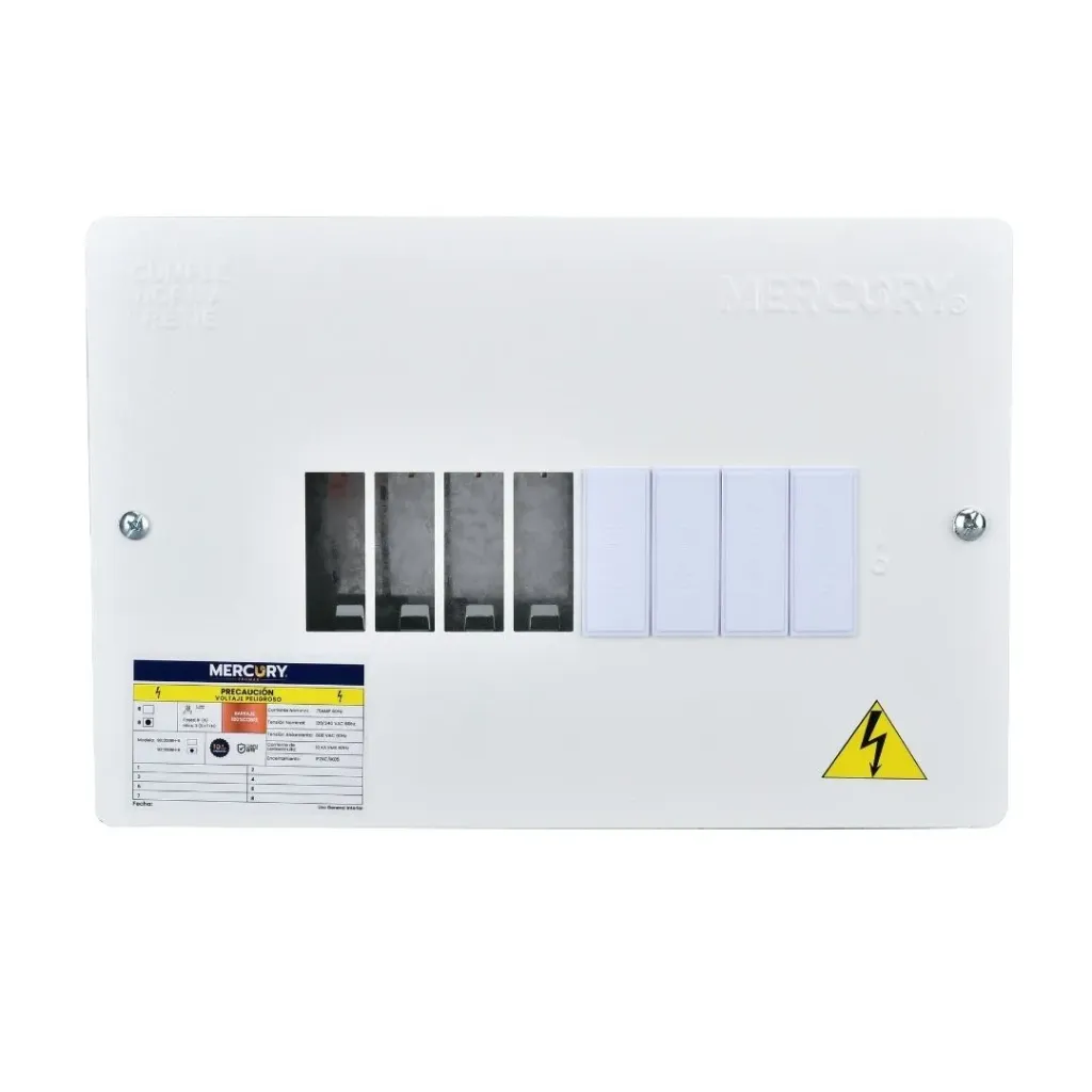 [3963] TABLERO BIMETALICO MONOFASICO PROMAX 8P TAPA LISA METALICA MERCURY(EBM116)
