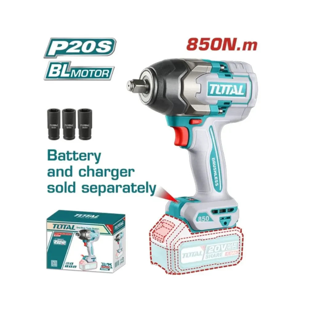 PISTOLA IMPACTO INALAMBRICA 1/2 20V 850NM BATERIA Y CARGADOR SE VENDEN POR SEPARADO SUPER TOTAL (TIWLI20851)