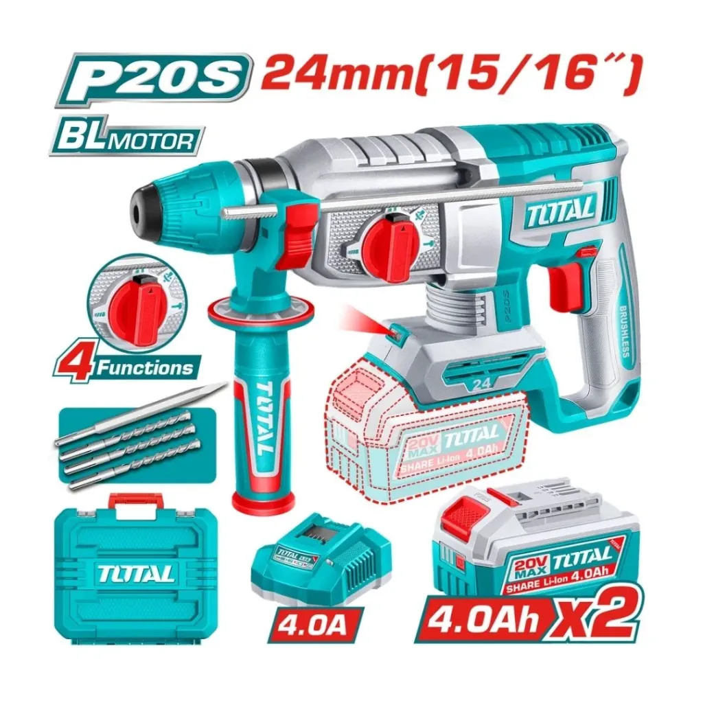 TALADRO ROTOMARTILLO 15/16" 20V SDS PLUS TOTAL (UTRHLI202482)