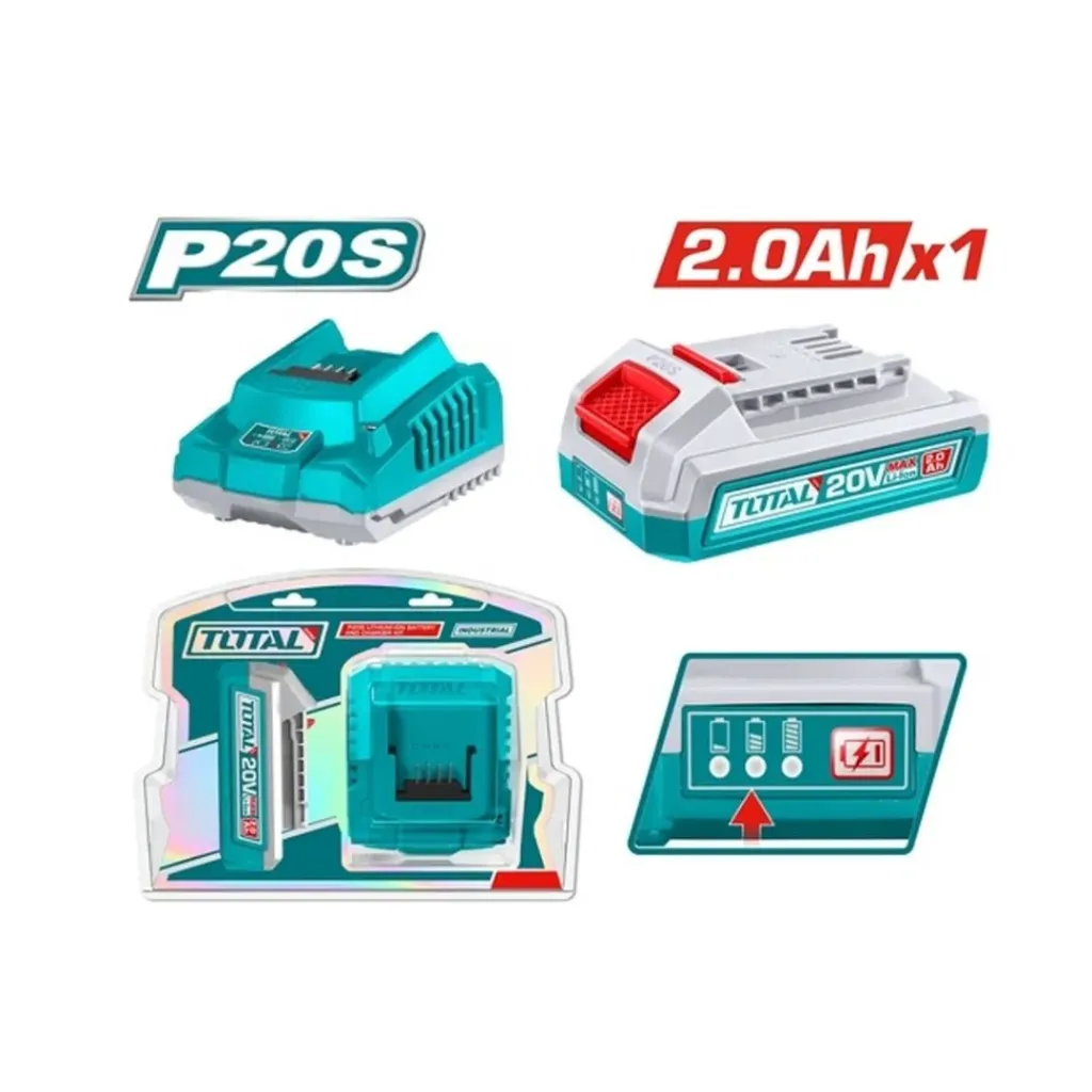 KIT DE 1 BATERIA 2.0AH + CARGADOR DE 20V INDUSTRIAL SUPER TOTAL (UTFBCPK1212)
