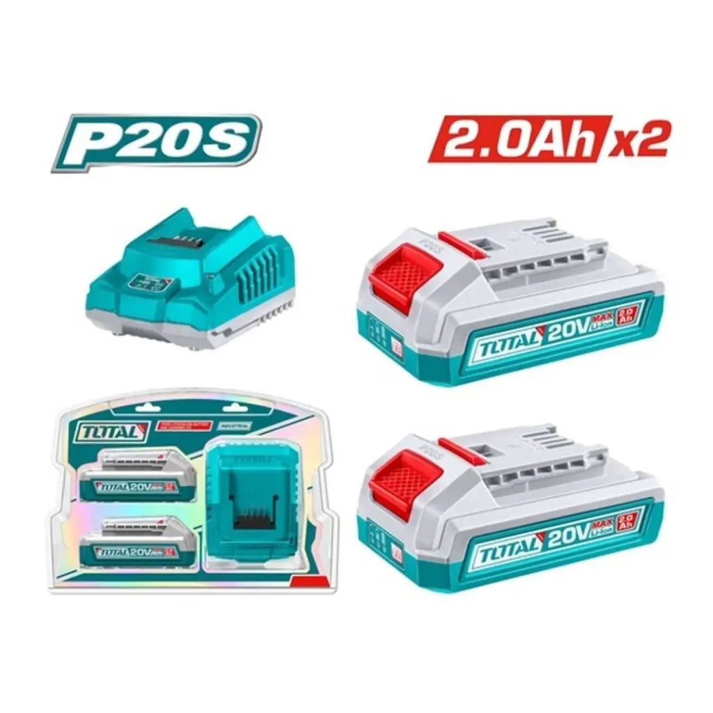 KIT DE 2 BATERIAS 2.0AH + CARGADOR DE 20V INDUSTRIAL TOTAL (UTFBCPK2212)