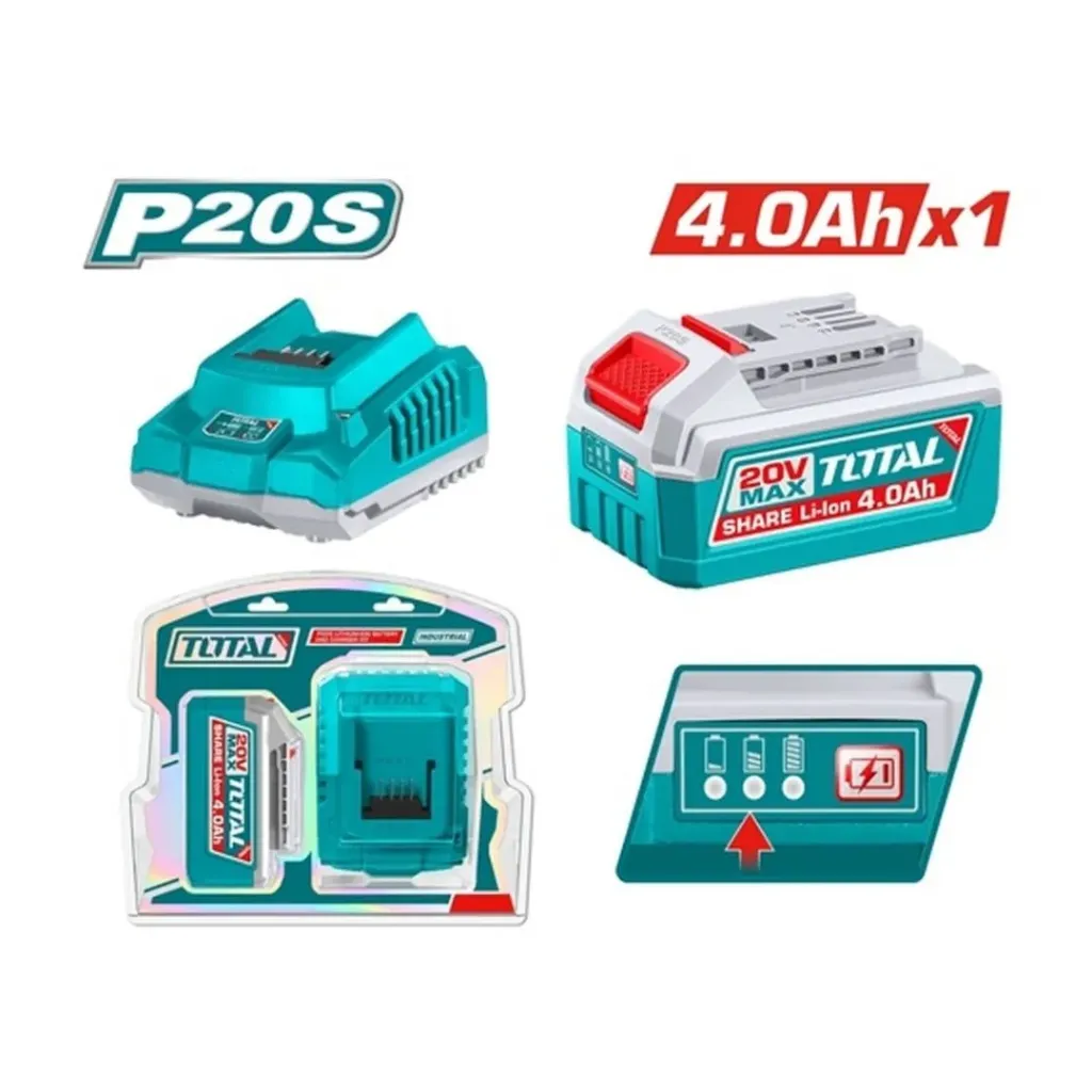 KIT DE 1 BATERIA 4.0AH + CARGADOR DE 20V INDUSTRIAL SUPER TOTAL (UTFBCPK1012)