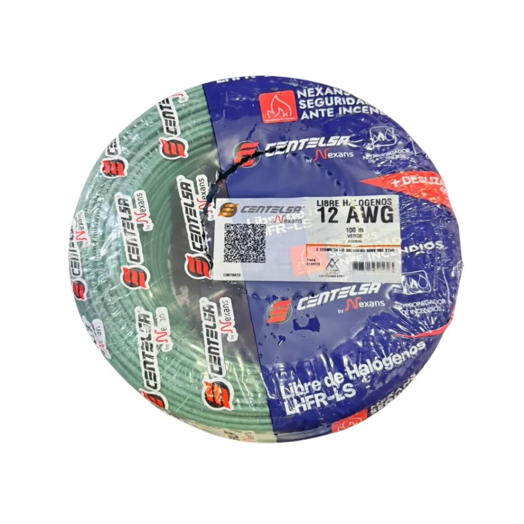 [4028] CABLE 7 HILOS #12 VERDE  CENTELSA ROLLO X100MTS LIBRE DE HALOGENO(209110R1VR)