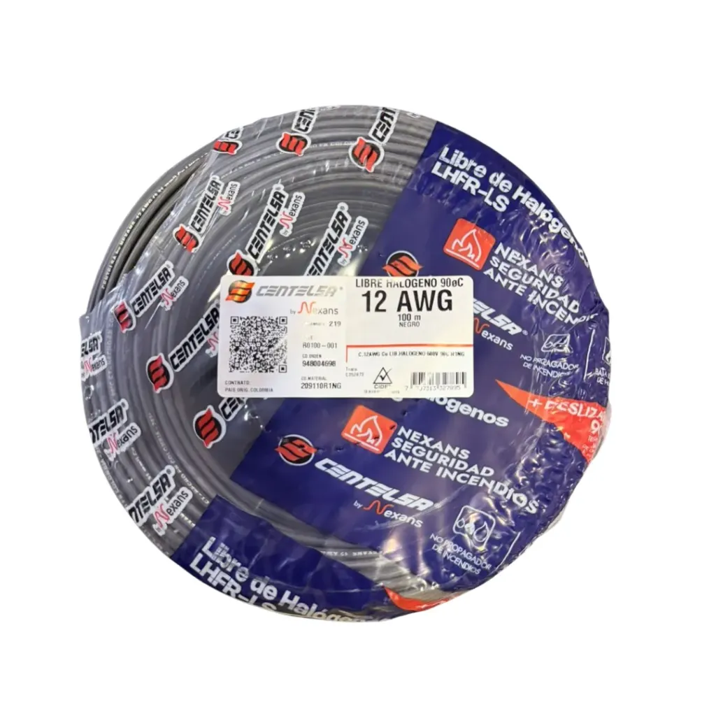 CABLE 7 HILOS #12 NEGRO  CENTELSA ROLLO X100MTS LIBRE DE HALOGENO(209110R1NG)