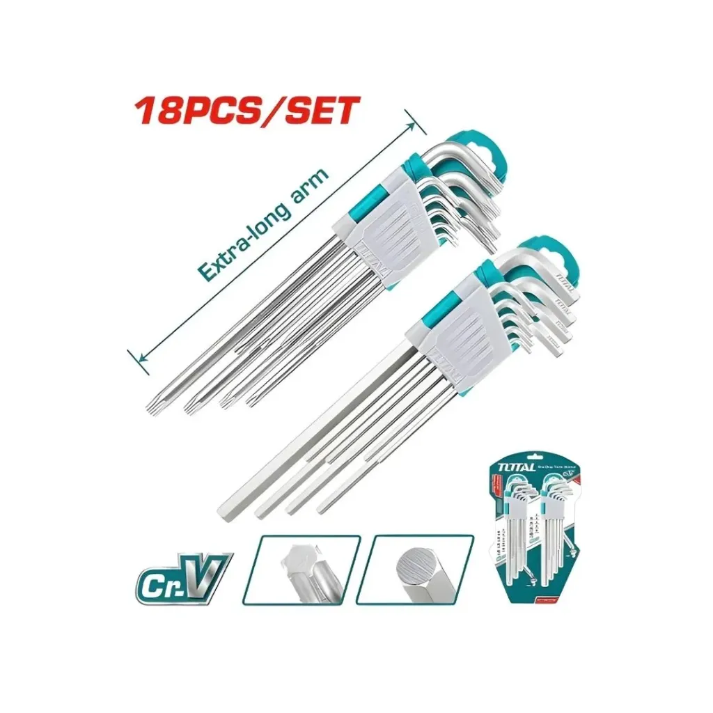 [4054] JUEGO LLAVES ALEM Y TORX INDUSTRIAL JUEGO X 18 PZS EXTRA LARGAS TOTAL (ALEM Y TORX INDUSTRIAL JUEGO X 18 PZS EXTRA LARGAS TOTAL (THT106KT0181))