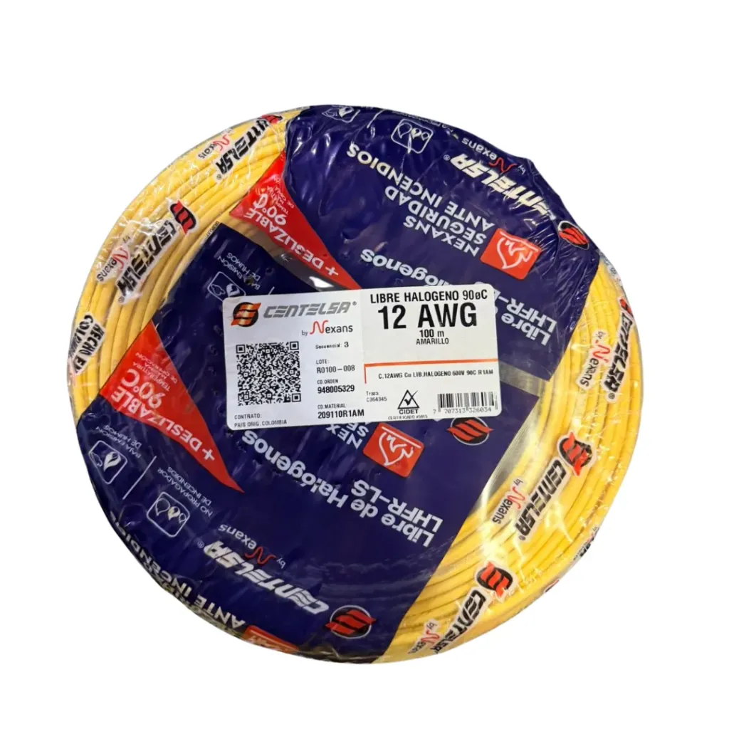[4106] CABLE 7 HILOS #12 AMARILLO CENTELSA ROLLO X100MTS LIBRE DE HALOGENO(209110RL1AM)