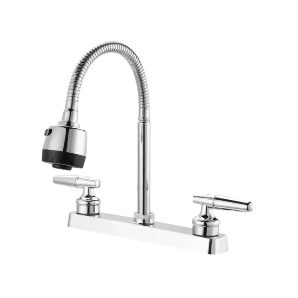 [4108] MEZCLADOR LAVAPLATOS 8" CUELLO FLEXIBLE PALANCA CROMO VALQUA(VQALC003)
