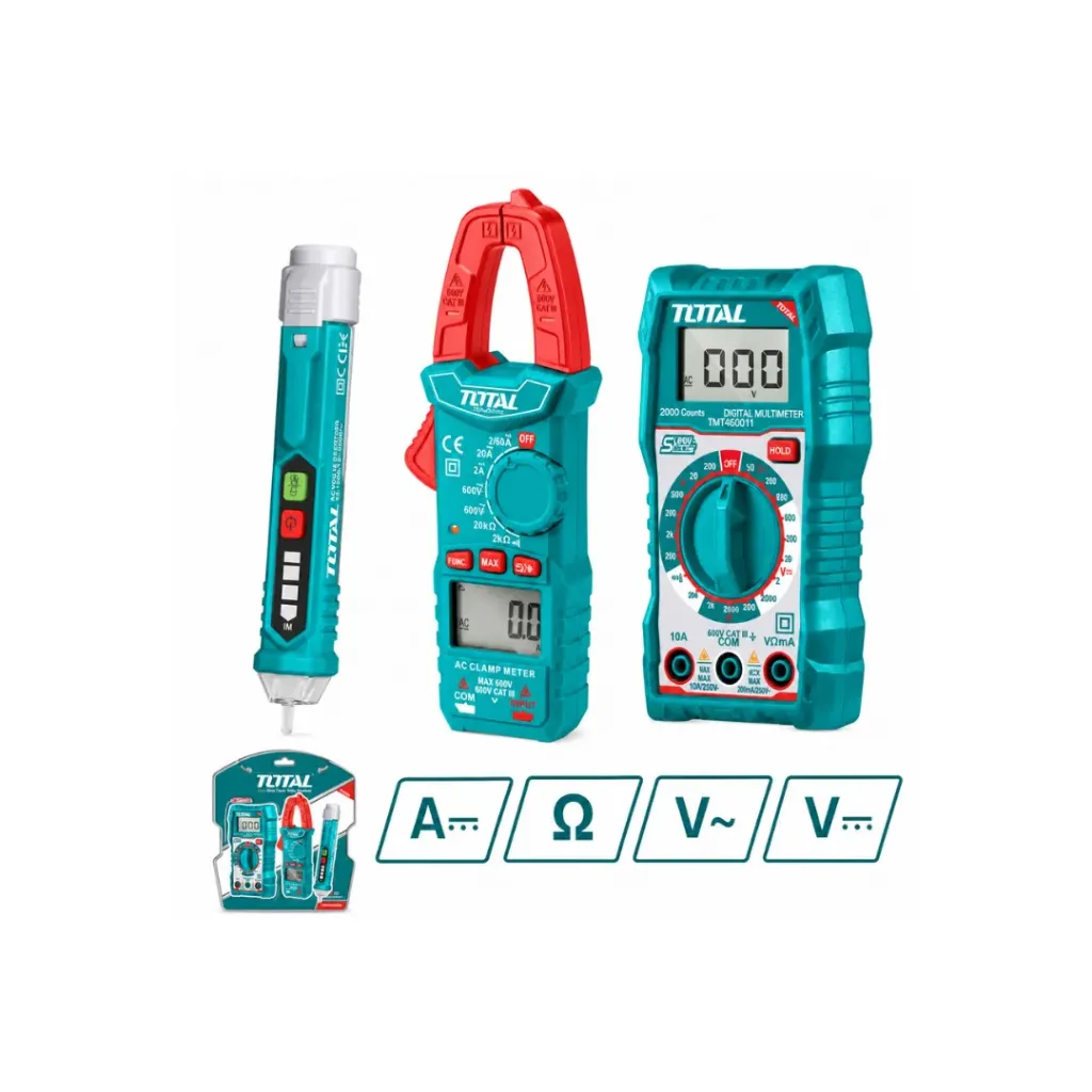 [4283] KIT MEDIDOR DE CORRIENTE DIGITAL INCLUYE PROBADOR - TESTER - PINZA SUPER SELECT TOTAL (TMT43028)