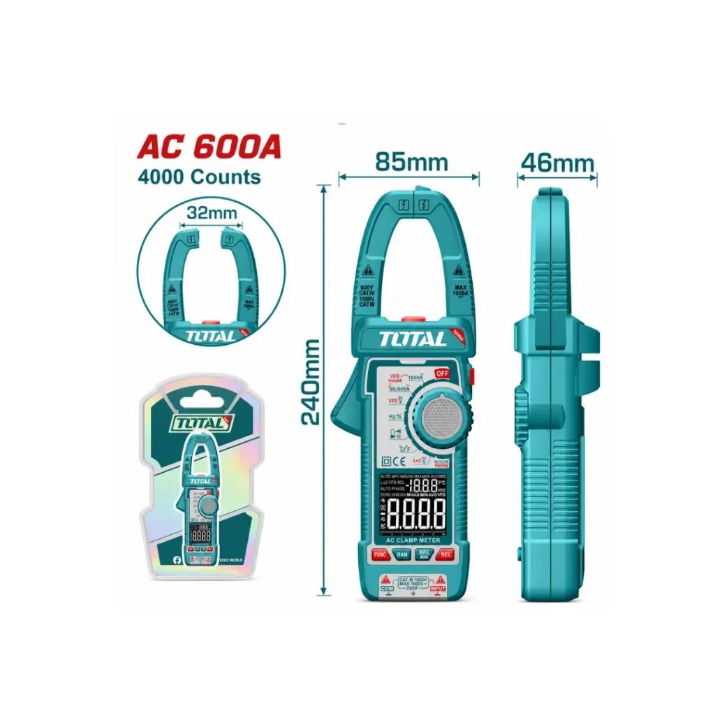 [4284] PINZA VOLTIAMPERIMETRICA 600V DIGITAL INDUSTRIAL SUPER TOTAL (TMT766001)