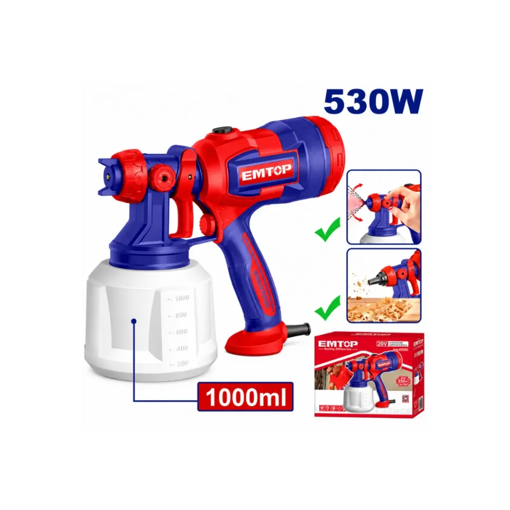 [4301] PISTOLA PINTAR EMTOP 530W/1000ML 120V+ACCESORIOS(ULSGN4506)