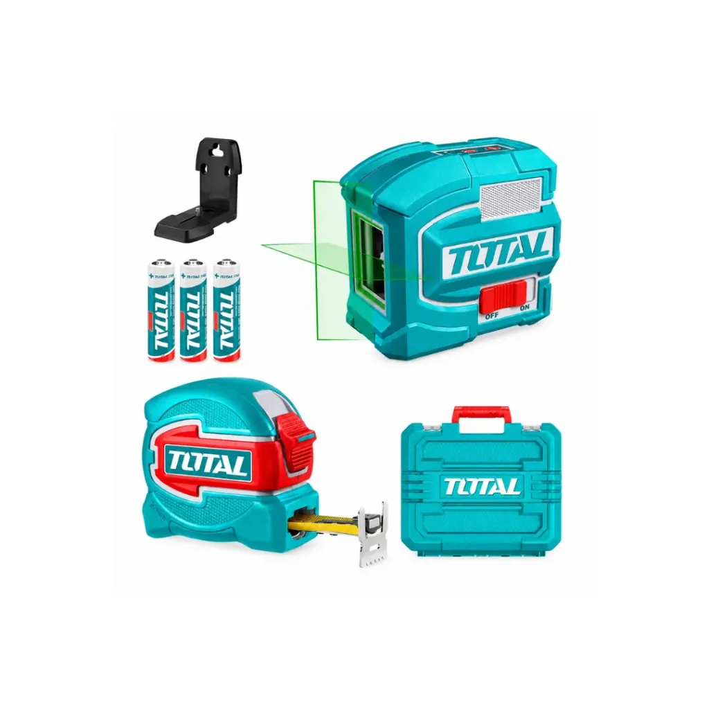 [4313] KIT NIVEL LASER 0-35M LUZ VERDE 2 LINEAS + METRO 5MTS INDUSTRIAL SUPER TOTAL (TLL680081)