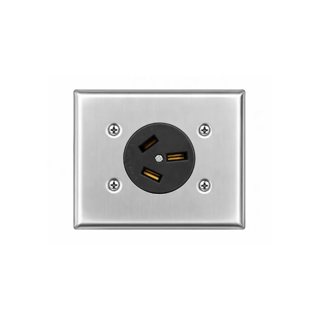 [4439] TOMA TRIFILAR 3X50A PLACA CROMADA INCRUSTAR MERCURY(ETI325)