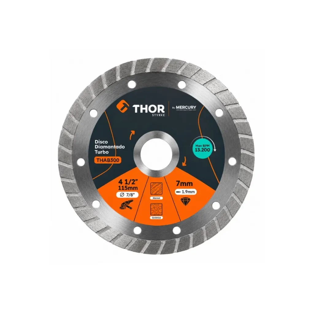 [4482] DISCO DIAMANTADO TURBO 4 1/2 X7/8" THOR(THAB300)