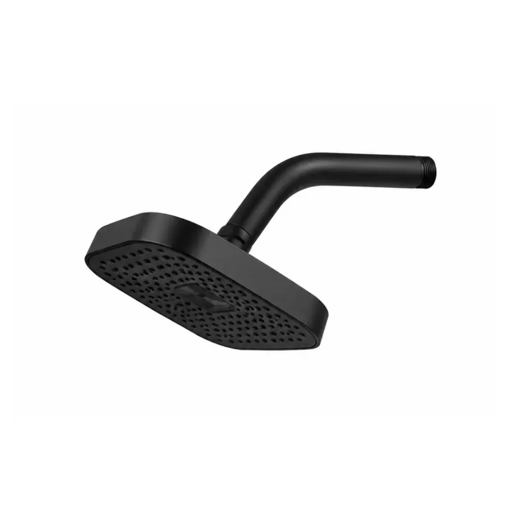 [4487] DUCHA NEGRA CUADRADA 15X15CM 6"PLAST+BRAZO CORTO 15CM VALQUA(VQAHR011)