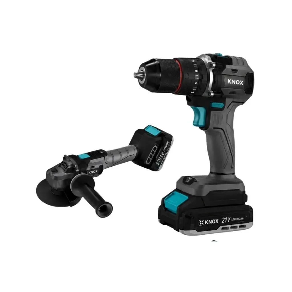 [4490] KIT BRUSHLESS: ESMERILADORA ANGULAR INALAMBRICA 21V - 8500 RPM - 4-1/2”-115MM + TALADRO PERCUTOR INALAMBRICO 1/2“-13MM - 21V - 1400 RPM - 62N.M KNOX(KPTKIT01)