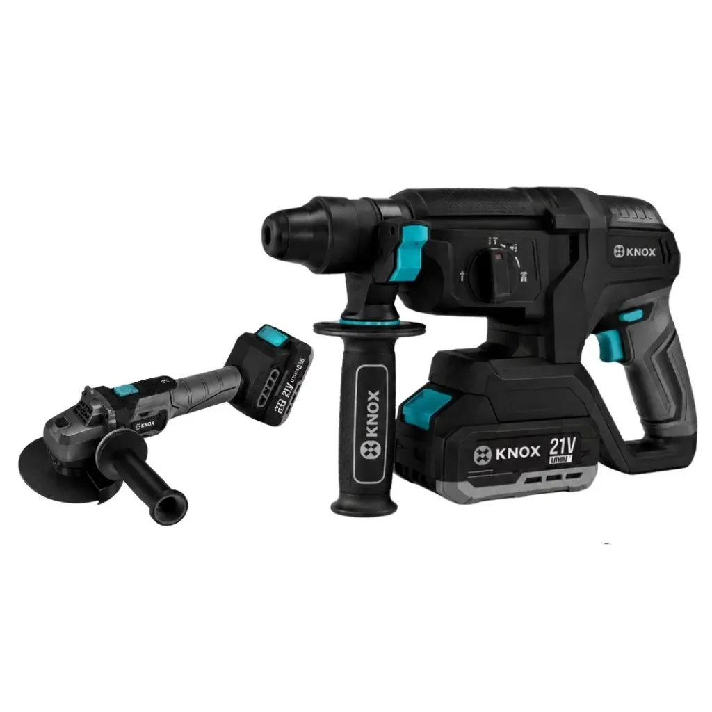[4491] KIT BRUSHLESS: ESMERILADORA ANGULAR INALAMBRICA 21V - 4-1/2”-115MM - 8500 RPM + ROTOMARTILLO INALAMBRICO 21V - 1.200 RPM MODOS: MARTILLO Y TALADRO KNOX(KPTKIT02)