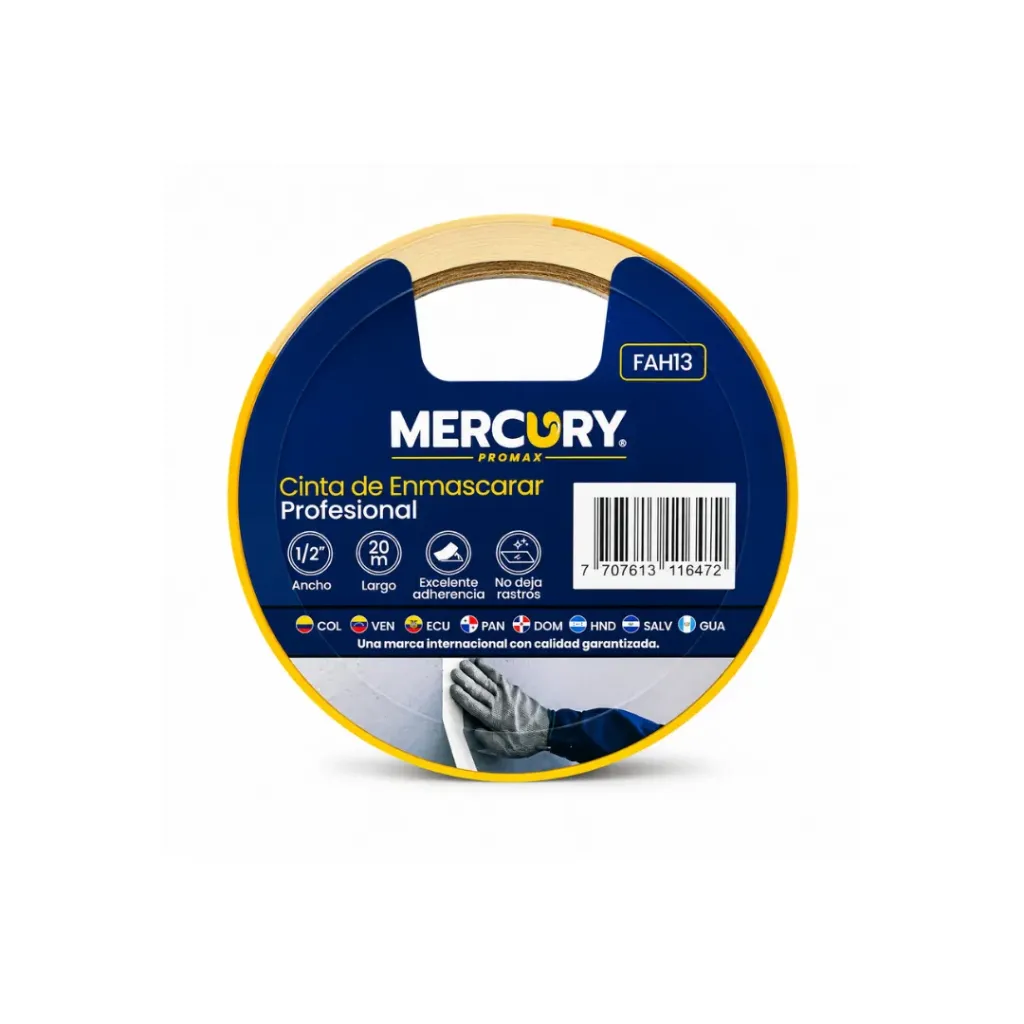 [4501] CINTA ENMASCARAR 1" ROLLO*20M PROFESIONAL MERCURY (FAH15)