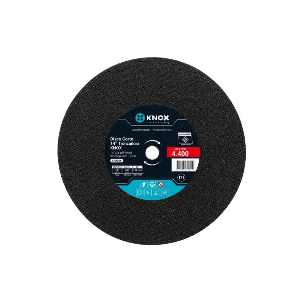 [4542] DISCO ABRASIVO CORTE METAL TRONZADORA 14" X 3/32" X 1" KNOX(KABR006)