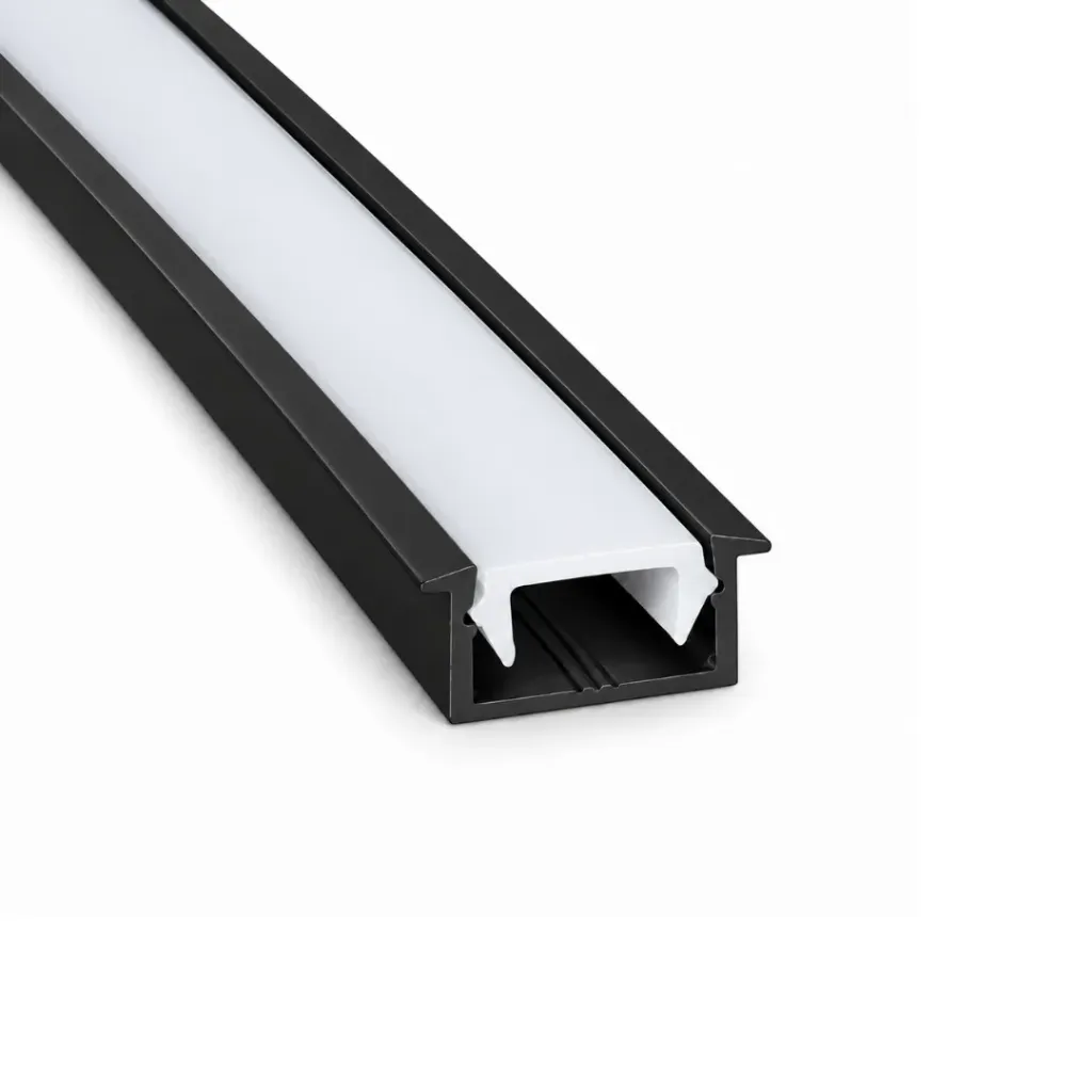 PERFIL-187 INCRUSTAR RIEL/ALUMINIO-NEGRO MATE DIFUSOR/PC 18MM*7MM *3 METROS(ICL270)